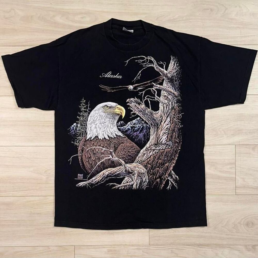 Vintage Eagle Nature Graphic Shirt 90s faded Black Size‎ XL Animals Outdoors